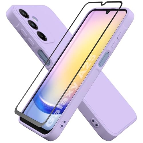 HHUIWIND Hülle für Kompatibel mit Samsung Galaxy A25 5G (6,5 Zoll) mit 9D Schutzfolie,Handyhülle Liquid Silikon TPU Case Schutzhülle für Samsung Galaxy A25 5G - Lila von HHUIWIND