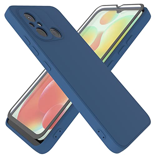 HHUIWIND Hülle für Kompatibel mit Xiaomi Redmi 12C / Redmi 11A (6,71 Zoll) mit 9D Schutzfolie,Handyhülle Liquid Silikon TPU Case Schutzhülle für Xiaomi Redmi 12C / Redmi 11A - Blau von HHUIWIND