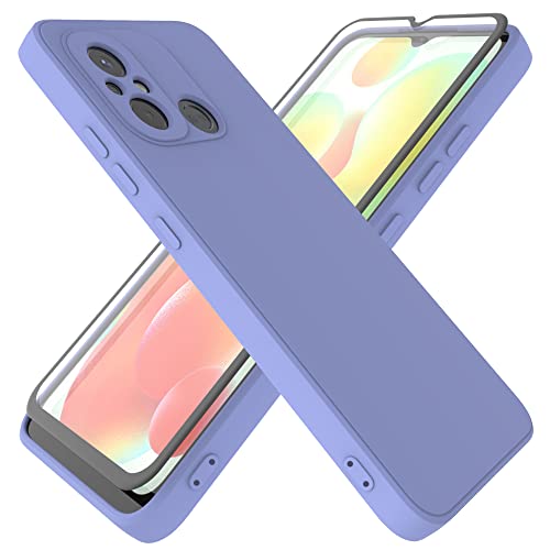 HHUIWIND Hülle für Kompatibel mit Xiaomi Redmi 12C / Redmi 11A (6,71 Zoll) mit 9D Schutzfolie,Handyhülle Liquid Silikon TPU Case Schutzhülle für Xiaomi Redmi 12C / Redmi 11A - Violett von HHUIWIND