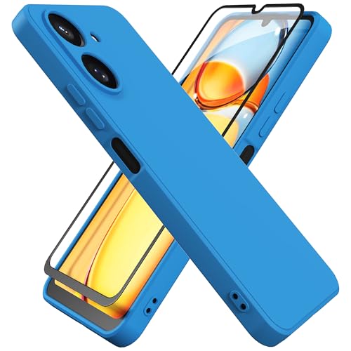 HHUIWIND Hülle für Kompatibel mit Xiaomi Redmi 13C (6,74 Zoll) mit 9D Schutzfolie,Handyhülle Liquid Silikon TPU Case Schutzhülle für Xiaomi Redmi 13C - Blau von HHUIWIND