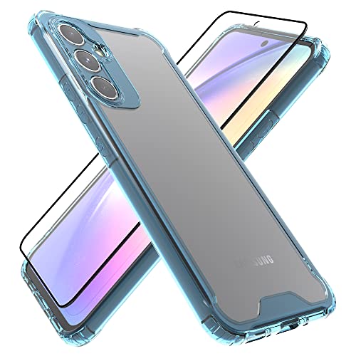 HHUIWIND Hülle für Samsung Galaxy A54 5G mit Schutzfolie,Stoßfeste Silikon TPU Bumper und PC Hardcase rutschfest Vergilbungsresistent Handyhülle - Blau von HHUIWIND