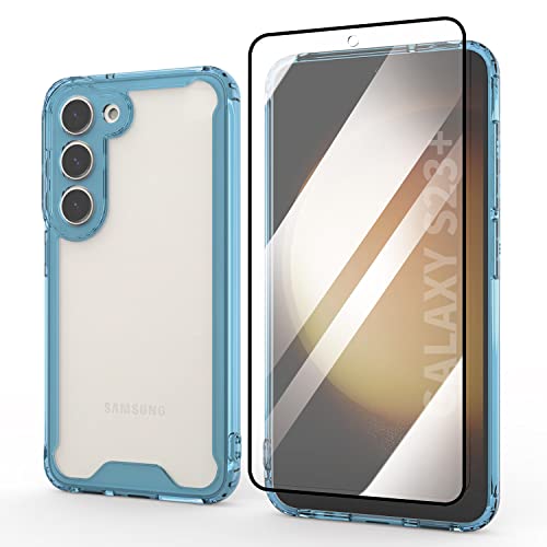 HHUIWIND Hülle für Samsung Galaxy S23 + / S23 Plus (5G) 6.6 Zoll mit Schutzfolie,Stoßfeste Silikon TPU Bumper und PC Hardcase rutschfest Vergilbungsresistent Handyhülle für Samsung Galaxy S23 + - Blau von HHUIWIND