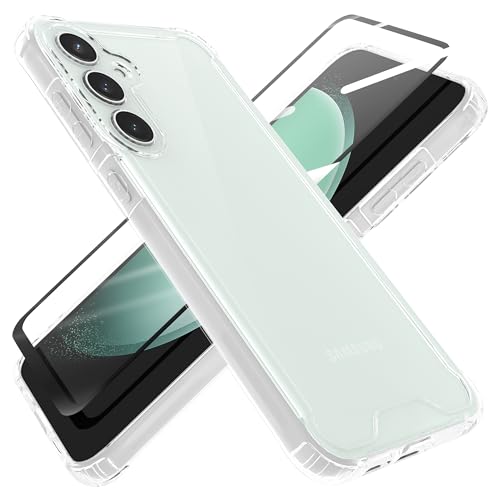 HHUIWIND Hülle für Samsung Galaxy S23 FE 5G mit Schutzfolie,Stoßfeste Silikon TPU Bumper und PC Hardcase rutschfest Vergilbungsresistent Handyhülle - Transparent von HHUIWIND