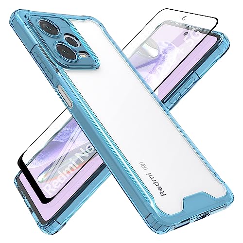 HHUIWIND Hülle für Xiaomi Redmi Note 12 Pro Plus 5G mit Schutzfolie,Stoßfeste Silikon TPU Bumper und PC Hardcase rutschfest Vergilbungsresistent Handyhülle - Blau von HHUIWIND