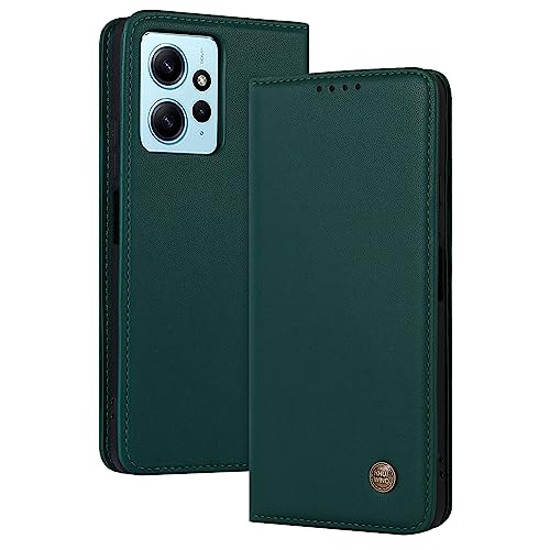 HHUIWIND LederHülle für Xiaomi Redmi Note 12 4G Hülle,Premium PU Schutzhülle Magnetverschluss Handyhülle Klappbar Flip Case Cover für Xiaomi Redmi Note 12 4G - Dunkelgrün von HHUIWIND