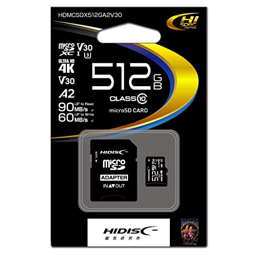 HIDISC HDMCSDX512GA2V30 Ultra High Speed MicroSDXC-Karte, Klasse 10, UHS-I Geschwindigkeitsklasse 3, A2-kompatibel, 512 GB von HI DISC