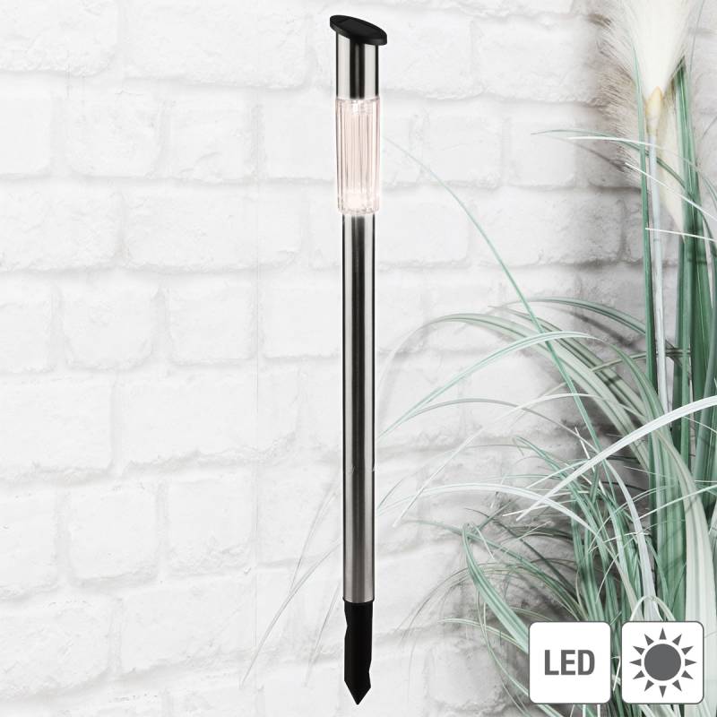 LED Solar Wegleuchte mit Erdspieß - Edelstahl - neutralweiße LED - H: 70cm - silber von HI