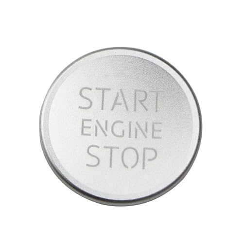 HIBEYO 1 Stück Aluminiumlegierung Motor-Stop Druckknopf Abdeckung Aufkleber Passt für Audi A4 A5 A6 A7 Q5 Q7 Auto One Button Startknopf Aufkleber Zündung Taste Dekor Interieur Zubehör-Silber von HIBEYO