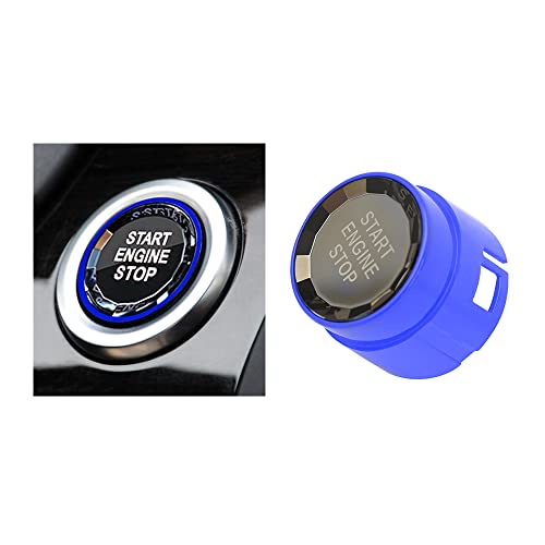 HIBEYO Auto Start-Stopp-Knopf ABS Abdeckung passt für BMW 1er 2er 3er 4er 5er 7er X1 X3 X4 X6 Zündschlossabdeckung Taster Dekorationen Motor Knopf Kristall Taste One Button Startknopf Zubehör-Blau von HIBEYO
