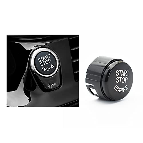 HIBEYO Auto Start-Stopp-Knopf ABS Abdeckung passt für BMW 5er 6er 7er F01 F02 F10 F11 F12 Motor Zündschalter Taster Abdeckung Innenblenden Dekorationen One Button Starttaste Zubehör-Matt-schwarz von HIBEYO
