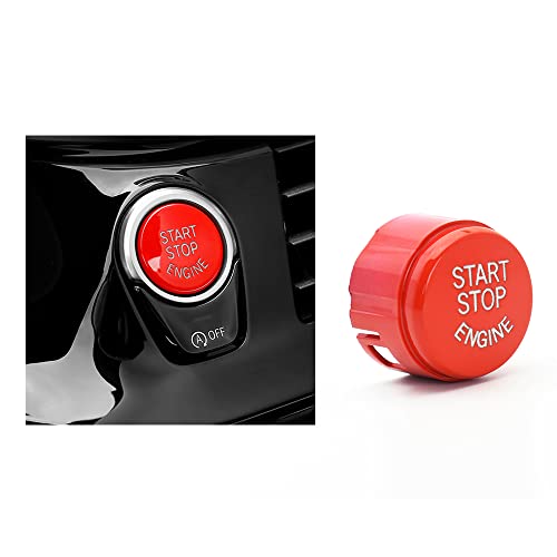 HIBEYO Auto Start-Stopp-Knopf ABS Abdeckung passt für BMW 5er 6er 7er F01 F02 F10 F11 F12 Motor Zündschalter Taster Abdeckung Innenblenden Dekorationen One Button Starttaste Zubehör-Rot von HIBEYO