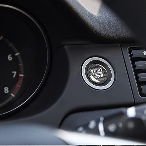 HIBEYO Auto Start-Stopp-Knopf Aufkleber Passt für Land Rover Discovery Range Rover Evoque Velar Zündschalter Druckknopf One Button Starttaste Motor Startknopf Abdeckung Zubehör Kohlefaser-Schwarz von HIBEYO