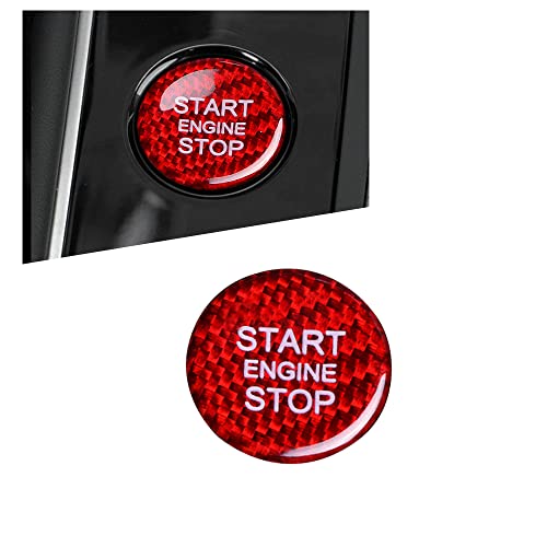 HIBEYO Auto Start-Stopp-Knopf Aufkleber passt für Audi A4L A5 A6L Q3 Q5 A7 Q7 Q5L Motor Zündschalter Taster Abdeckung Innenblenden Dekorationen One Button Starttaste Zubehör Kohlefaser-Rot von HIBEYO