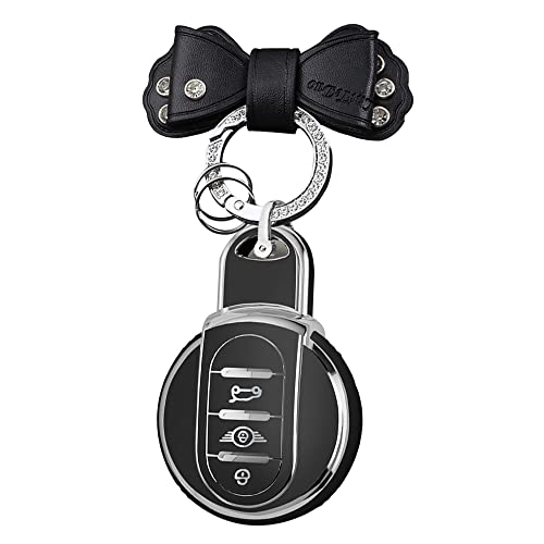 HIBEYO Autoschlüssel hülle passt für Mini Schlüsselhülle Schlüsselbox für BMW Mini Cooper F54 F55 F56 F57 F60 Cabrio Countryman Schutzhülle Schlüsseletui Fernbedienungen Schlüsselanhänger-Schwarz von HIBEYO