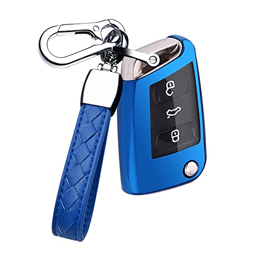 HIBEYO Klappschlüssel Autoschlüssel Hülle passt für VW Schlüsselhülle SilikonSchutzhülle für VW Golf 7 Polo für Skoda Octavia Kodiaq für Seat Leon Ateca Schlüsselanhänger Fernbedienung-Blau HIBEYO Klappschlüssel Autoschlüssel Hülle passt für VW Schlüsselhülle SilikonSchutzhülle für VW Golf 7 Polo für Skoda Octavia Kodiaq für Seat Leon Ateca Schlüsselanhänger Fernbedienung-Blau von HIBEYO