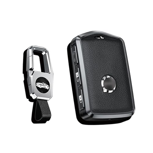 HIBEYO Schlüsselhülle passt für Volvo Smart Autoschlüssel Hülle Schutzhülle Cover für Volvo XC60 XC70 XC90 C30 S60 S80 S90 V60 V70 V90 Schlüsselbox Schlüsselanhänger Leder Seitliche Tasten-Schwarz von HIBEYO