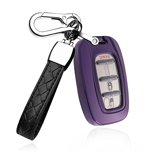 HIBEYO Smartkey Autoschlüsselhülle passt für Chrysler Schlüssel hülle Silikonschutz für Chrysler Voyager Pacifica 2018 2019 2020 2021 Fernbedienung Schlüsseletui mit Schlüsselanhänger-Lila von HIBEYO