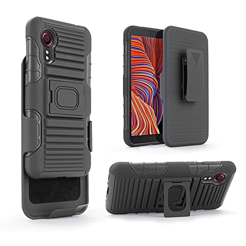 HIDAHE Samsung Galaxy Xcover 5 Gürtelclip Holster Hülle Slim Fit Shell Combo Shell Holster Case Bulit-in Kickstand Schutzhülle für Samsung Galaxy Xcover 5, Black02 von HIDAHE