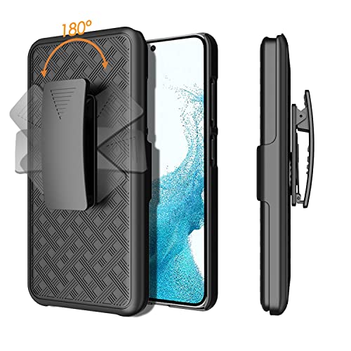 HIDAHE Schutzhülle für Samsung Galaxy S23 5G, Gürtelclip, Holster, schlanke Kombihülle mit Ständer, drehbarer Gürtelclip, Holster, robuste Schutzhülle für S23 5G 6,1 Zoll (6,1 Zoll) 2023, Schwarz von HIDAHE