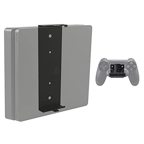 HIDEit Mounts 4S Pro Bundle, Wandhalterungen für PS4 Slim und Controller, Stahl-Wandhalterungen für Playstation 4 Slim und eine gummierte getauchte Controller-Halterung von HIDEit Mounts
