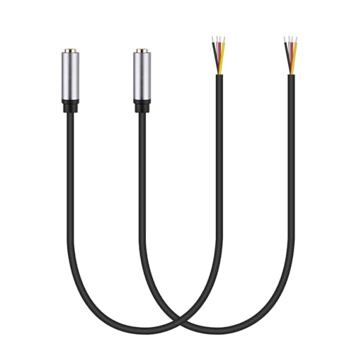 2-Pack 12.5inch Ersatz 3.5mm weibliche Buchse zu Bare Wire Open End TRRS 4 Pole Stereo 1/8" 3.5mm Jack Stecker Stecker Audio Kabel für Kopfhörer Headset Kopfhörer Mikrofon Kabel Reparatur von HIEbee