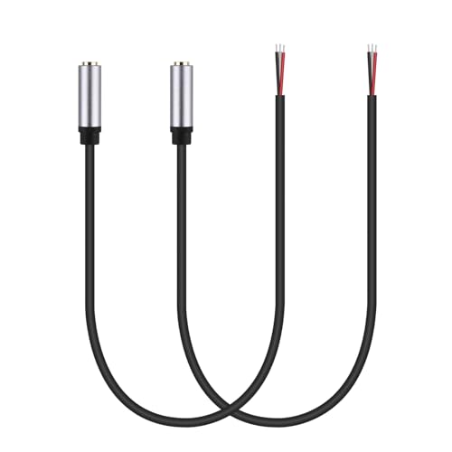 HIEbee 2-Pack Ersatz 3.5mm Buchse zu Bare Wire Open End TRS 3 Pole Stereo 1/8" 3.5mm Jack Stecker Stecker Stecker Audio Kabel für Kopfhörer Kopfhörer Kabel Reparatu von HIEbee