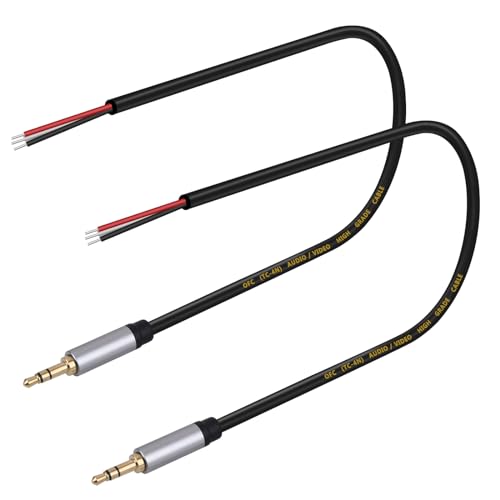 2-Pack Ersatz 3.5mm Stecker auf Bare Wire Open End TRS 3 Pole Stereo 1/8" 3.5mm Stecker Jack Stecker Audio Kabel für Kopfhörer Headset Kopfhörer Kabel Reparatur von HIEbee