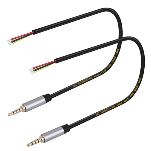 HIEbee 2-Pack 12.5inch Ersatz 3.5mm 1/8" TRRS Stereo Stecker auf Bare Wire Open End TRRS 4 Pole Stereo Audio Kabel für Kopfhörer Kopfhörer Kopfhörer Mikrofon Kabel Reparatur von HIEbee