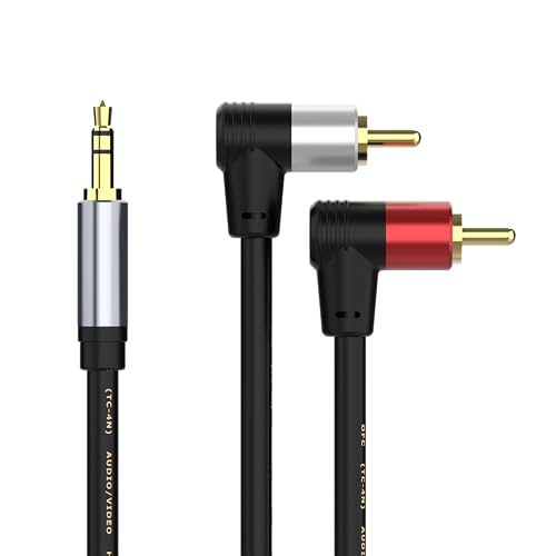 HIEbee 3.5mm zu 2 RCA Kabel, Winkel 2RCA Stecker zu 3.5mm Stecker Zusatz Stereo Audio Y Splitter Kabel kompatibel mit TV, Smartphones, MP3, Tablets, Lautsprecher, Heimkino, etc. (1.5m/59inch) von HIEbee