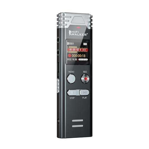 Digital Voice Recorder 64GB, Portable Voice Activated Recorder with Playback, Dictaphone Voice Recorder for Lectures Meetings Sound Audio Recording Device with Password,Variable Speed, MP3 von HIFI WALKER