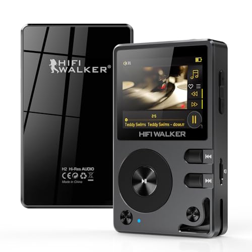 HIFI WALKER H2 MP3 Player mit Bluetooth 5.2, DSD DAC Hi-Res FLAC Player Verlustfreier Musikplayer, Tragbarer Digitaler Audioplayer mit 64GB Speiche, erweiterbarem Speicher auf bis zu 256 GB von HIFI WALKER