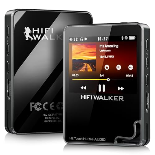 HIFI WALKER H2 Touch MP3 Player Bluetooth mit 2,4-Zoll-Touchscreen, DSD DAC HiFi Verlustfreier Sound, Tragbarer Audioplayer mit E-Book und Aufnahmefunktion, 64GB Speicherkarte, erweiterbar auf 512GB von HIFI WALKER