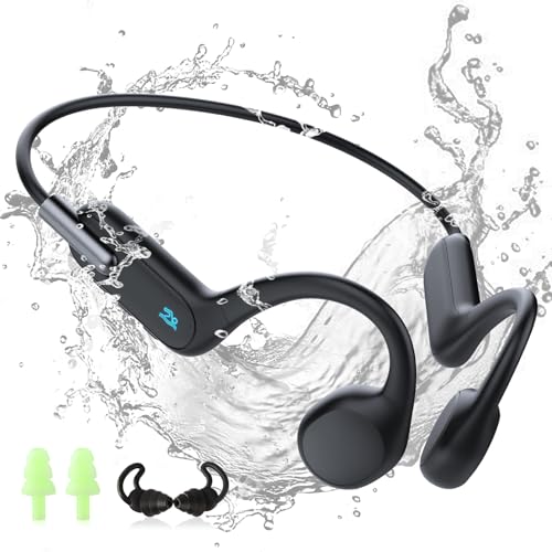HIFI WALKER T10 Air, Knochenschall Kopfhörer, IPX8 wasserdichte Kopfhörer Schwimmen Open-Ear Bluetooth 5.3 Sportkopfhörer, 32GB MP3 Player Unterwasser sportkopfhörer für Schwimmen Radfahrer Laufen von HIFI WALKER