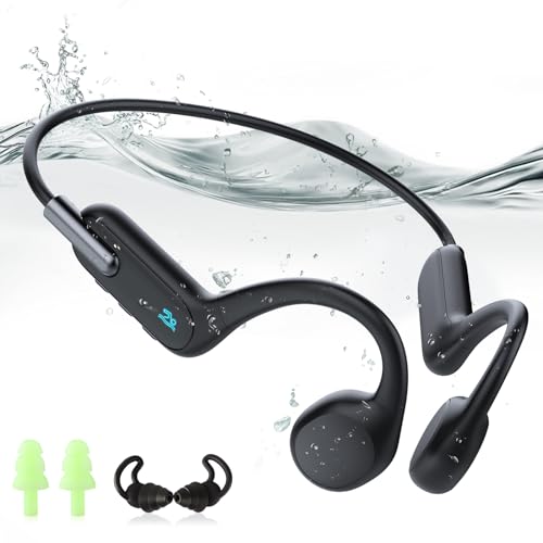 Knochenleitungskopfhörer Kabellos Open-Ear Kopfhörer Bluetooth 5.3 mit Mikrofon - MP3 Play Eingebauter 32GB Speicher, IPX8 Wasserdicht Sport Kopfhörer für Gym Workout Schwimmen Laufen Radfahren von HIFI WALKER