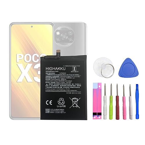 HIGHAKKU Ersatzakku Batterie BN61 kompatibel mit Poco X3 (Not Fit for Poco X3 NFC & Poco X3 Pro) with Tools von HIGHAKKU