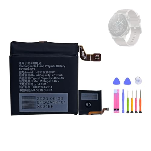HIGHAKKU Ersatzakku HB532729EFW kompatibel mit Hua-wei Watch GT 2 Pro, GLL-AL04, Watch 3 Smartwatch Watch Fitness Bracelet with Tools von HIGHAKKU