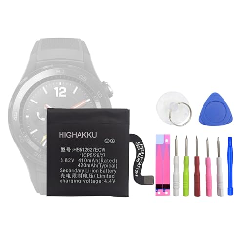 HIGHAKKU Smartwatch Ersatzakku Batterie HB512627ECW Kompatibel mit Huawei Watch 2 Classic LE0-BX9 Leo-BX9 & Watch 2 Pro 4G EO-DLXXU Watch GT LEO-B09 with Tools von HIGHAKKU