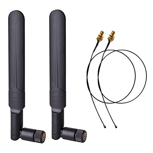 2x8 dBi 2.4 GHz 5 GHz 5.8 GHz Dualband WiFi RP-SMA Stecker Antenne + 2x35 cm U.FL/IPEX auf RP SMA Buchse Pigtail Kabel für Mini PCIe Karte Wireless Router PC Repeater Desktop FPV UAV Drone PS4 Build von HIGHFINE