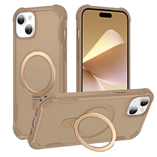 HIGLYCASE Kompatibel mit iPhone 14 Plus Hülle & iPhone 15 Plus Hülle mit unsichtbarem Magnetring-Ständer [Kompatibel mit Mag-Safe] [Militärischer Fallschutz] Stoßfeste, schlanke Hülle 6,7 Zoll, Khaki von HIGLYCASE