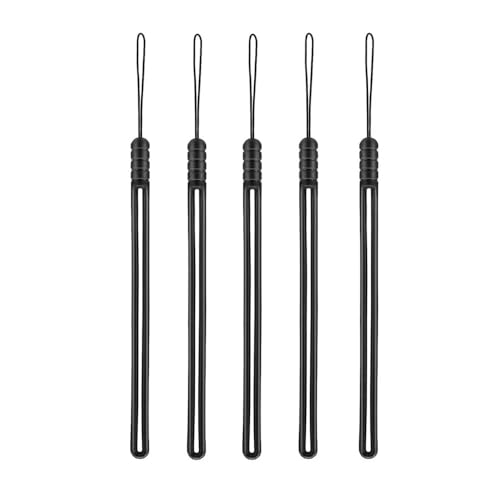 Flüssigsilikon-Handschlaufe, Anti-Verlust-Handyschlüssel, Kordel zum Aufhängen, für iPhone 15, Samsung, universal, 5 Stück, Schwarz von HIKOO DAILY