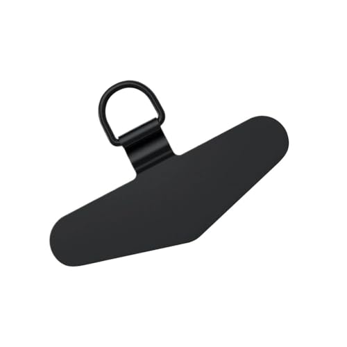 HIKOO DAILY 5 – 1 x Edelstahl-Handy-Schlüsselband-Pad, universal, ultradünn, zum Aufhängen, Kordel-Clips, Ersatz-Metalldichtungspad (5 Stück, schwarz) von HIKOO DAILY