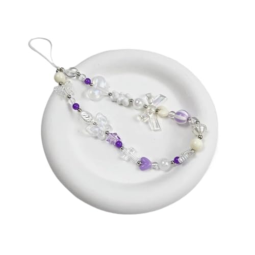 HIKOO DAILY Handy-Schlüsselband mit Schleife, Bär, Stern, Blume, für Damen und Mädchen, süße Perle, Handy-Charm, Anti-Verlust-Zubehör (123) von HIKOO DAILY