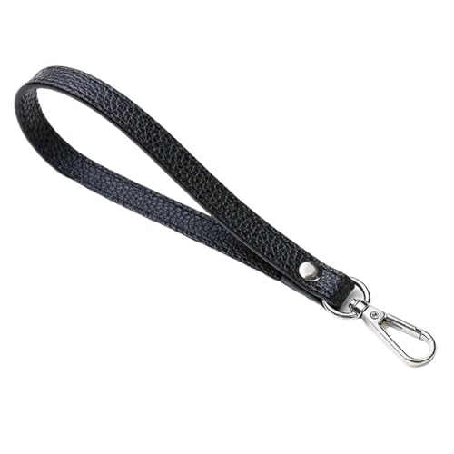 HIKOO DAILY Handyband aus weichem PU-Leder, tragbar, einfach, einfarbig, PU-Leder, Handy-Zubehör (schwarz) von HIKOO DAILY