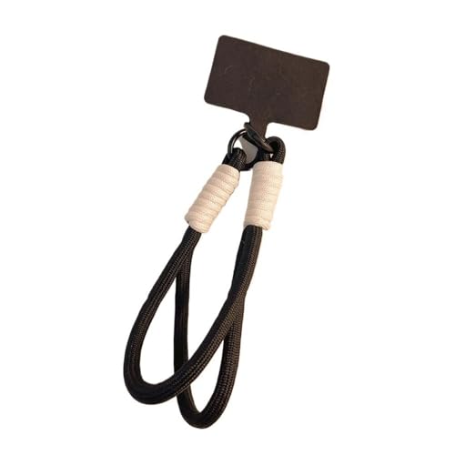 HIKOO DAILY INS Style Geflochtenes Handy-Umhängeband, modisch, einfarbig, Anti-Verlust, kurzes Handgelenkband, Anhänger zum Aufhängen, Seil mit Abstandshalter (schwarz) von HIKOO DAILY