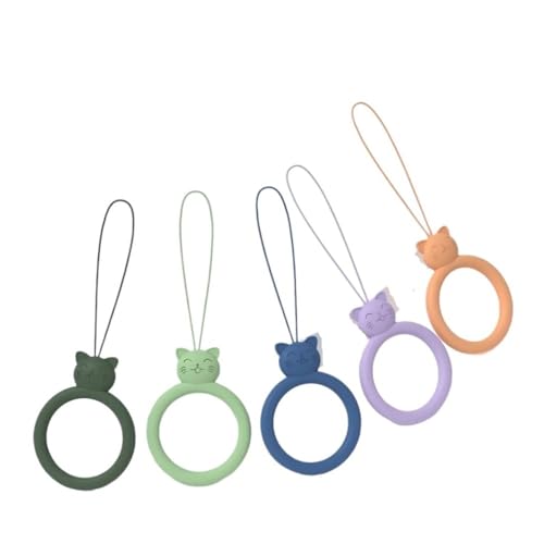 HIKOO DAILY Modische Farben Katze Silikon Handy Lanyard Strap Hängende Kette Ring Schnur Handschlaufe Handyhalter Seil Schlüsselanhänger (09) von HIKOO DAILY