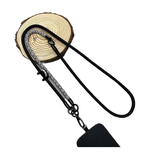 HIKOO DAILY Umhängeband, 120 cm lang, 8 mm Durchmesser, abnehmbare Handschlaufe, zum Aufhängen, für Handyhülle, Outdoor-Kette, Anti-Verlust-Seil (33 Schwarz) von HIKOO DAILY