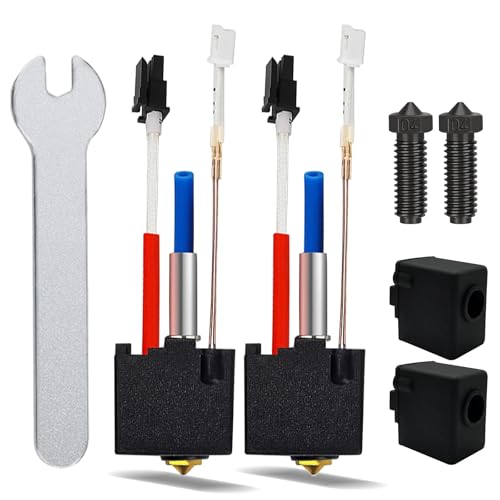 HIKUDIY 2PCS V5 J-Head Druckkopf Hotend mit 2PCS 0.4mm gehärteten Stahldüsen und 2PCS Silikon Socken für Anycbic Kobra 2/Kobra 2 Plus/Kobra 2 Max/Kobra 2 Pro/Kobra 2 Neo High Speed 3D Drucker von HIKUDIY