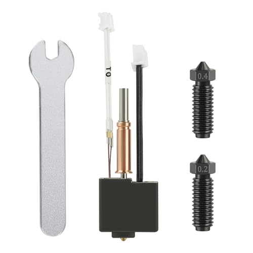 HIKUDIY Kobra 3 Hotend, Extruder Druckkopf Kit Heizblock Heizrohr Thermistor mit 2PC Extra 0.4mm gehärtete Stahldüse für Anycubic Kobra 3 3D Drucker von HIKUDIY