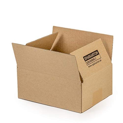 SPARKARTON Karton 220 × 160 × 90 mm, 1-Wellig Versandkarton, Kleine Schachtel Verpackung, 25 St. von HILDE24