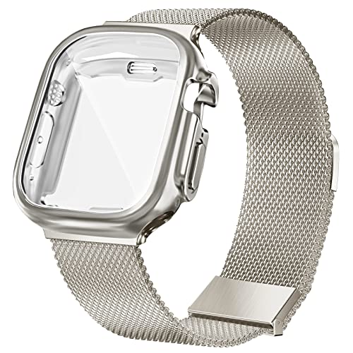 HILIMNY Armband und Hülle Kompatibel mit Apple Watch Armband 40mm, Frauen Männer Edelstahl Metall Mesh Ersatzarmband mit Neuen Magnet für iWatch Serie Ultra SE und 9/8/7/6/5/4 Polarstern von HILIMNY